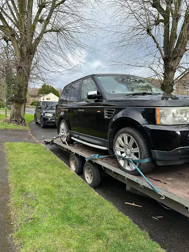 SUV collected for transport in autumn